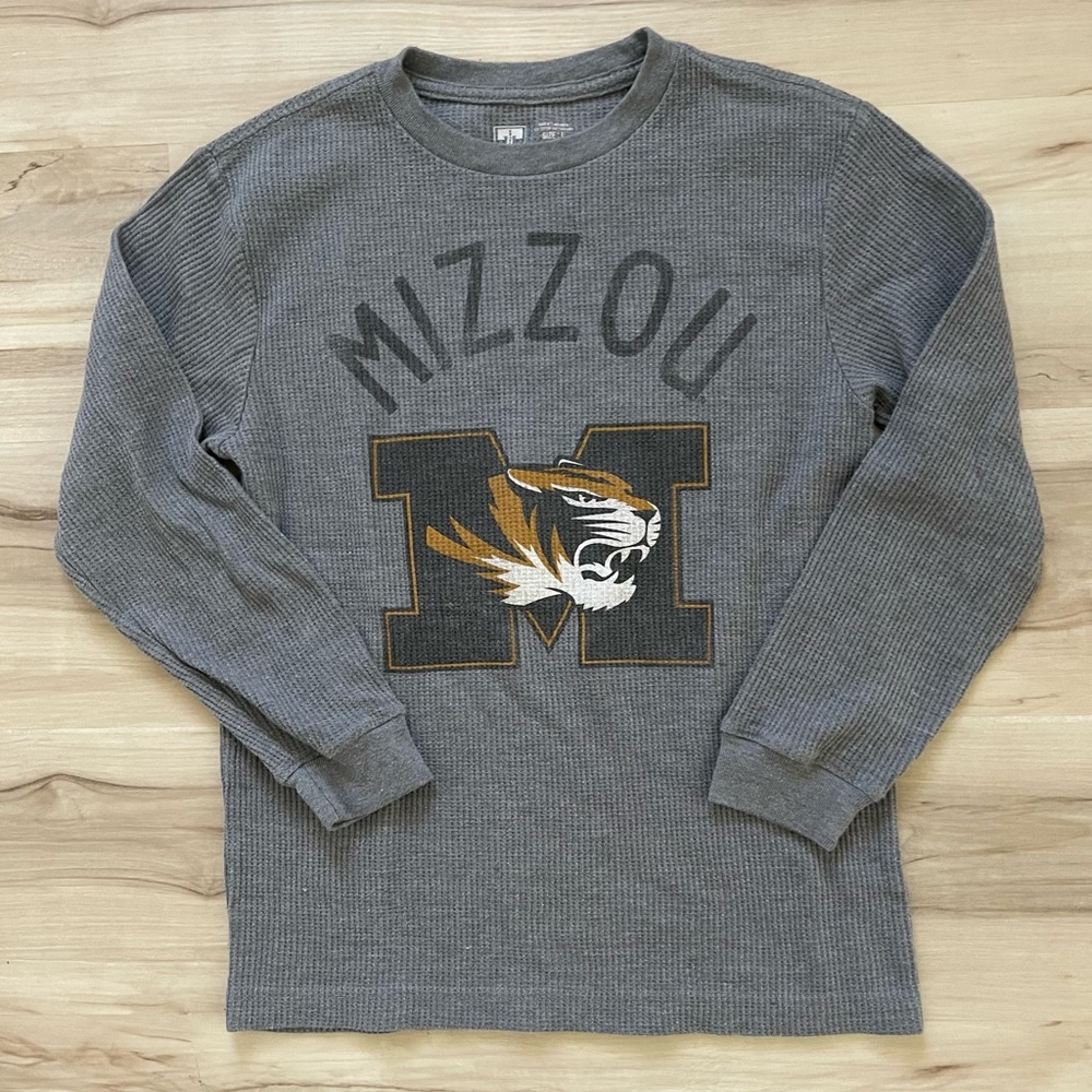 Mizzou Gray Long Sleeve Kids Thermal Tee